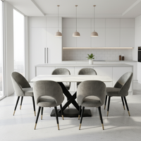 Ensemble de table à manger moderne 4 pièces en vente chaude, plateau en verre et 4 chaises, meubles complets pour la salle à manger de la cuisine pour la maison