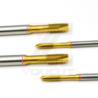 Tap Ulir Halus Berlapis TiN Standar DIN HSSE Spiral Point untuk Baja Tahan Karat Lubang Tembus (M3*0.35-M10*1.25)