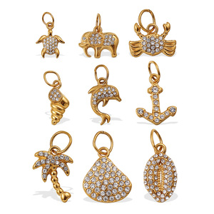 Colgantes de acero inoxidable con diamantes de imitación de formas mixtas para hacer collares Verano 2025 PJ566-580 - Product Image 5