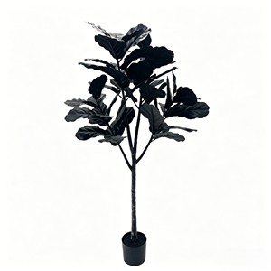 <b>Artificial</b> Floor <b>Tree</b> with Black Piano Leaves High Simulation Plastic Plant for <b>Indoor</b> Decor - Product Image 1