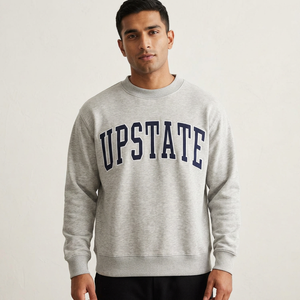 Upstate <b>Mock</b> <b>Neck</b> Heather Grey Color Finer Threads Custom Made 100% Cotton Regular Fit Winter Sweatshirt - Product Image 1
