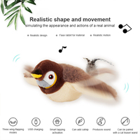 Vente en gros d'usine Nouveaux jouets en peluche pour chat qui gazouillent Activés par le toucher Ailes qui battent Moineau Interactif Intelligent Recharge USB Écologique