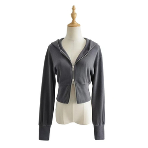 Le signore accettano il logo personalizzato <span class=keywords><strong>felpa</strong></span> <span class=keywords><strong>con</strong></span> cappuccio Casual Casual <span class=keywords><strong>con</strong></span> <span class=keywords><strong>Zip</strong></span> corta oversize <span class=keywords><strong>felpa</strong></span> <span class=keywords><strong>con</strong></span> cappuccio <span class=keywords><strong>felpa</strong></span> <span class=keywords><strong>con</strong></span> cappuccio