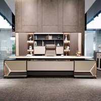 Bureau de direction, mobilier de bureau minimaliste, éclairage LED, table de conférence et ensemble de chaises haut de gamme et luxueux