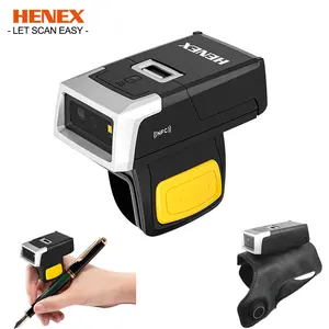 HENEX H500二维码扫描仪，用于手指二合一戒指阅读器可穿戴戒指无线BT条形码扫描仪，带可拆卸电池