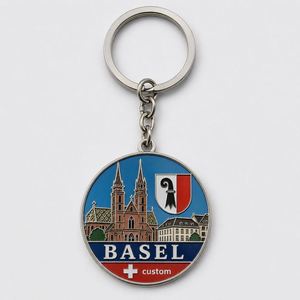 Llaveros Personalizados al por Mayor de Basilea, Suiza, con Emblema de la Bandera de la Ciudad, Cadenas con Colgante, Recuerdo de Viaje Europeo, Porta Llaves - Product Image 2