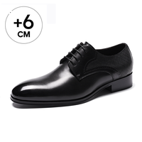 Chaussures Derby Homme en Cuir de Veau Personnalisables à Talon Rehaussant Invisible de 6 cm, Modèle Wingtip, Vente en Gros Usine, Fabricant