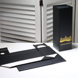 Black Gold Foil <b>Magnetic</b> Flip Foldable Wine <b>Gift</b> <b>Box</b> Custom Packaging - Product Image 2