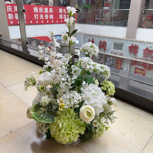 Centro de Mesa de Flores Artificiales para Boda, Arreglo de Rosas y Anturios Borgoña para Decoración de Eventos - Product Image 3