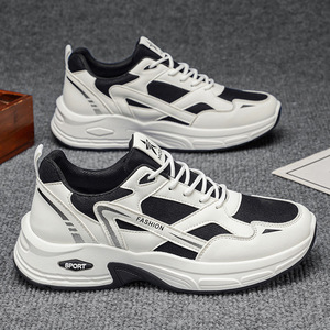 Chaussures pour hommes 2026 Nouvelle collection été, bout rond, laçage frontal, maille respirante, chaussures de course à semelle épaisse pour étudiants - Product Image 4
