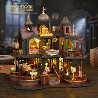Kit de bricolage pour niche à livres Château Gothique, modèle de puzzle DIY, kit de maison miniature, maison de poupée avec éclairage LED