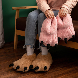 Cartoon <strong>Bear</strong> Paw Plush Cotton Round Toe Winter Indoor for Cute Cat <strong>Claw</strong> Christmas Home Warm Heel <strong>Shoes</strong> - Product Image 4