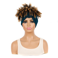 Ensemble de perruque et bandeau pour cheveux bouclés et volumineux, multicolore, style foulard explosif pour femmes africaines, idéal pour petites tailles