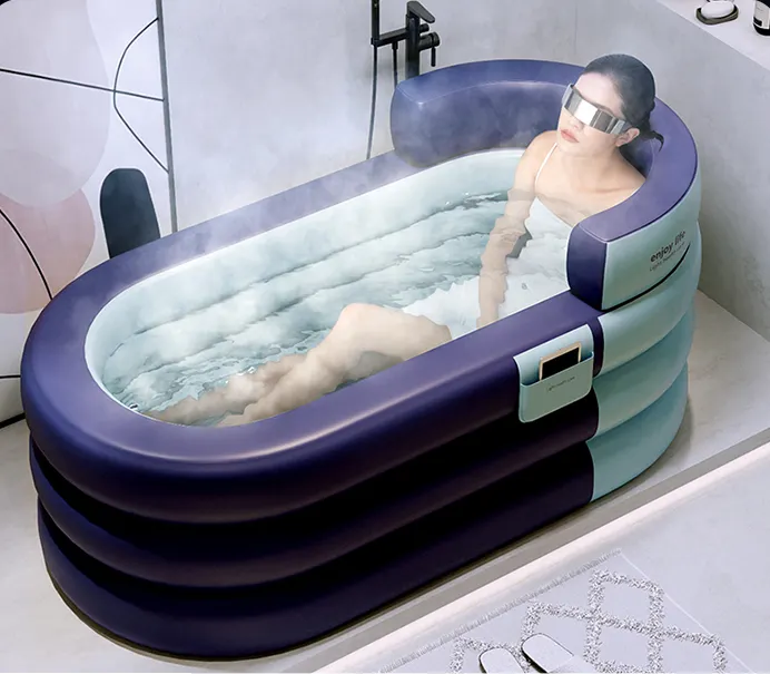 Bañera portátil inflable de plástico con logotipo privado, precio de fábrica, superventas