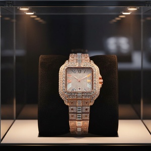 Relojes de Diamantes Moissanite para Hombre, Estilo Ejecutivo, Totalmente Adornados, Ligeramente Resistentes al Agua, de Cuarzo y Acero Inoxidable, Pasan la Prueba del Diamante - Product Image 1