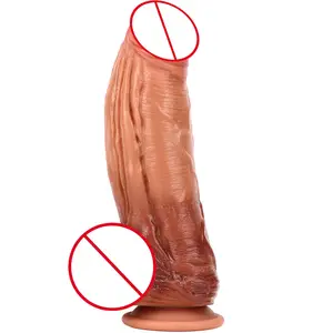 Dildo silikon lapisan ganda untuk wanita simulasi manual dildo produk seksual dewasa stik masturbasi penis