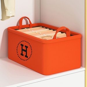 ตะกร้าเก็บของแบบพับได้ Herm's Orange Heavy-Duty รุ่นทันสมัย ผลิตจากผ้าฝ้ายผสมลินินและ EVA หนาพิเศษ สำหรับจัดระเบียบตู้เสื้อผ้า เสื้อผ้า ถุงเท้า - Product Image 1