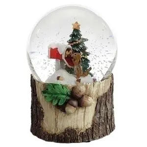 Custom Dier Chipmunk Eekhoorn Vinden Voedsel Bij Mailbox Kerstboom Muzikale Sneeuwbol