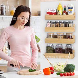 Estante de almacenamiento magnético de madera para cocina, organizador lateral para refrigerador, estante de pared de 4 niveles para especias y condimentos - Product Image 2
