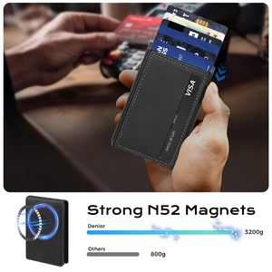 Nouveau Portefeuille RFID pour Hommes en Cuir PU Intelligent avec Fermeture Magnétique <span class=keywords><strong>Magsafe</strong></span>, Porte-Cartes en Aluminium Métallique Fin pour iPhone - Product Image 3
