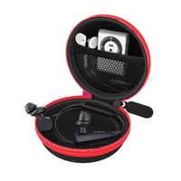 Étui rigide rond portable en EVA avec poche intérieure en filet, fermeture éclair, étanche, pour écouteurs, petit boîtier de rangement de voyage