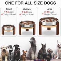 Gamelle surélevée durable pour chien à alimentation lente, avec support en bois antidérapant et gamelle en métal pour animaux de compagnie, usage domestique