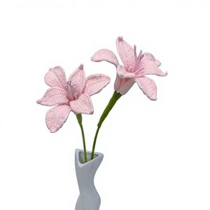 Fiori di Lana Lavorati a Mano all'Ingrosso per Fabbriche OEM, Bouquet di Fiori Intrecciati, Steli di Fiori per Decorazioni di Negozi di Fiori, Fiori all'Uncinetto - Product Image 1