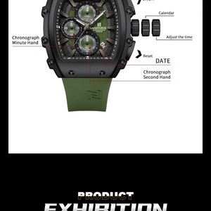 NAVIFORCE Men Sport Waterproof Quartz <b>Watch</b> Luxury Barrel-Shaped Silicone Alloy Dial Casual Couple Luminous Wristwatch NF8070 - Product Image 6