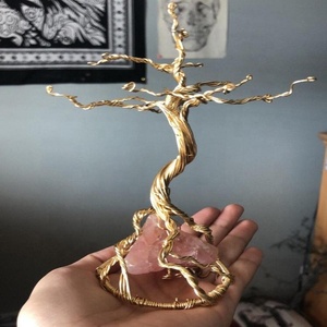 Life <b>Tree</b> Natural hand wrapped wire <b>tree</b> w rose quart chunk healing gemstone lucky and wealth - Product Image 3