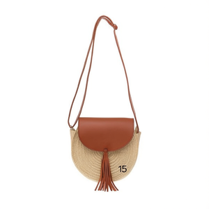 Borsa a Tracolla Rotonda in Pelle con Patta e Nappa BOLSOS 25x8cm, Borsa da Donna - Product Image 1