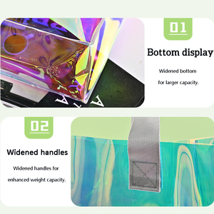 Bolsa de Mano Transparente Personalizada con Logotipo Propio, Bolsa de Mano Holográfica de PVC Transparente para Mujer, Bolsa de Mano de TPU Láser para Vacaciones en la Playa, <span class=keywords><strong>Piscina</strong></span> y Viajes - Product Image 2