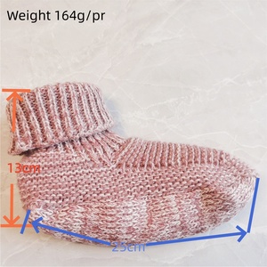 Chaussons-chaussettes d'hiver épais tricotés pour <span class=keywords><strong>femme</strong></span>, doublés de fausse fourrure, antidérapants, pour la maison - Product Image 6