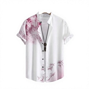 Camisa Hawaiana Estampada de Verano para Hombre, Manga Corta, Tejida, Casual, con Botones, Cuello Camisero, Anti-Pilling - Product Image 3