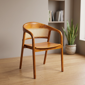 Arjuno Etnic <b>Teak</b> Wood & Rattan <b>Dining</b> <b>Chair</b> - Product Image 2