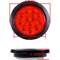 Feux arrière ronds de 4 pouces à 12 LED, feux stop, clignotants, feux de recul, feux antibrouillard avec œillet et câbles à 3 broches pour camion, remorque, camping-car