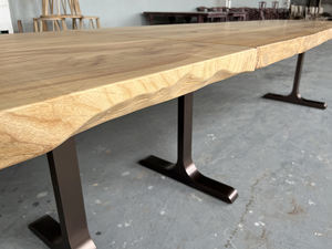 Forma natural topo borda viva cinza madeira rústica grande madeira restaurante mesa de jantar restaurante japonês mesa mobiliário superior - Product Image 3