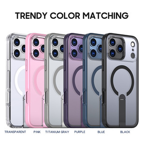Funda Magnética Esmerilada de TPU+Acrílico para iPhone 14 15 16 17 Pro Max con Soporte Oculto y Protección <span class=keywords><strong>Completa</strong></span> de la Lente de la Cámara - Product Image 2