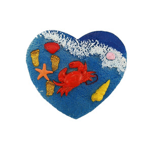 Magnete per Frigorifero a Forma di Cuore in Resina Serie Oceano, Dipinto a Mano con Faro, Stella Marina e Conchiglia, Souvenir Turistico - Product Image 3