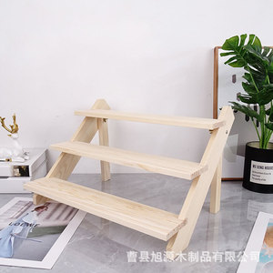 Présentoir de bureau monobloc en bois pour plantes succulentes, support de pot de fleurs pour salon, étagère de rangement à niveaux en bois massif - Product Image 5
