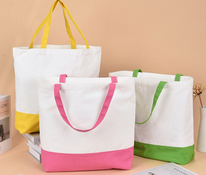 Sacs d'épicerie réutilisables imprimés avec logo personnalisé, sacs fourre-tout en toile de coton pliables à la mode, technique de sublimation, sacs en toile unie - Product Image 3