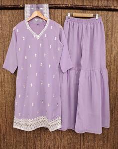 Ropa étnica, trajes Georgette Sharara totalmente cosidos con bordado de secuencia, boda elegante para ocasiones especiales - Product Image 5