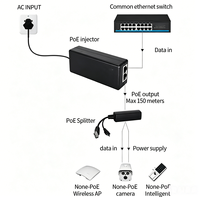 Inyector POE Pasivo de 24V 48V 56V, Fuente de Alimentación por Ethernet, Adaptador de Corriente CA/CC de 30W para Cámaras CCTV / Seguridad / IP POE