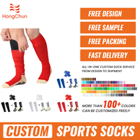 Chaussettes de sport antidérapantes en silicone avec logo personnalisé et genouillères, ensemble de chaussettes hautes pour le basketball, le football et le soccer, vente en gros