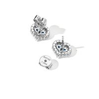 Boucles d'oreilles clous en argent S925 avec zircon cubique bleu en forme de cœur, bijoux délicats en forme de cœur d'amour