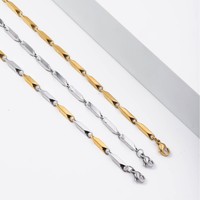 Vente en gros de collier en PVD plaqué or 18 carats pour bijoux pour hommes en inox collier à chaîne de rocaille hip-hop pour hommes
