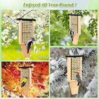 Mangeoire à oiseaux suspendue de grande taille, écologique, en bois naturel massif, bol en suet imperméable, forme carrée, pour oiseaux, perroquets, saine