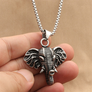 yunnique <b>Elephant</b> Pendant Necklace Stainless Steel Men's Animal Shape Fashion Jewelry Geometric Design Trendy Punk Style - Product Image 4
