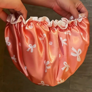 Bonnets <span class=keywords><strong>de</strong></span> douche en satin double couche pour cheveux longs et épais, imperméables, élastiques, doux, réutilisables, mignons, pour femmes - Product Image 4