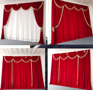 <span class=keywords><strong>Tissu</strong></span> de décoration de lieu de mariage en velours doux et élégant, couleur bordeaux, <span class=keywords><strong>tissu</strong></span> de fond de scène pour banquet - Product Image 5