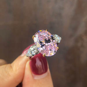 Wholesale Jewelry 925 Sterling Silver Jewelry White 5A <b>CZ</b> 4 Prong <b>Rings</b> Oval 10*14MM Large Stone Engagement <b>Rings</b> Women - Product Image 1